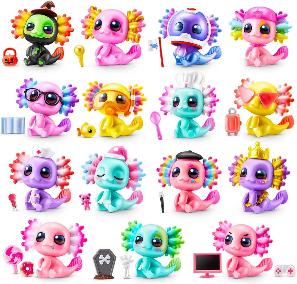 Zuru Axolotl - Juego de juguetes misteriosos - Paquete con 3 bolas misteriosas con mini figura de animal, calcomanías, más | Bolas ciegas de ajolote ZURU para niños y niñas