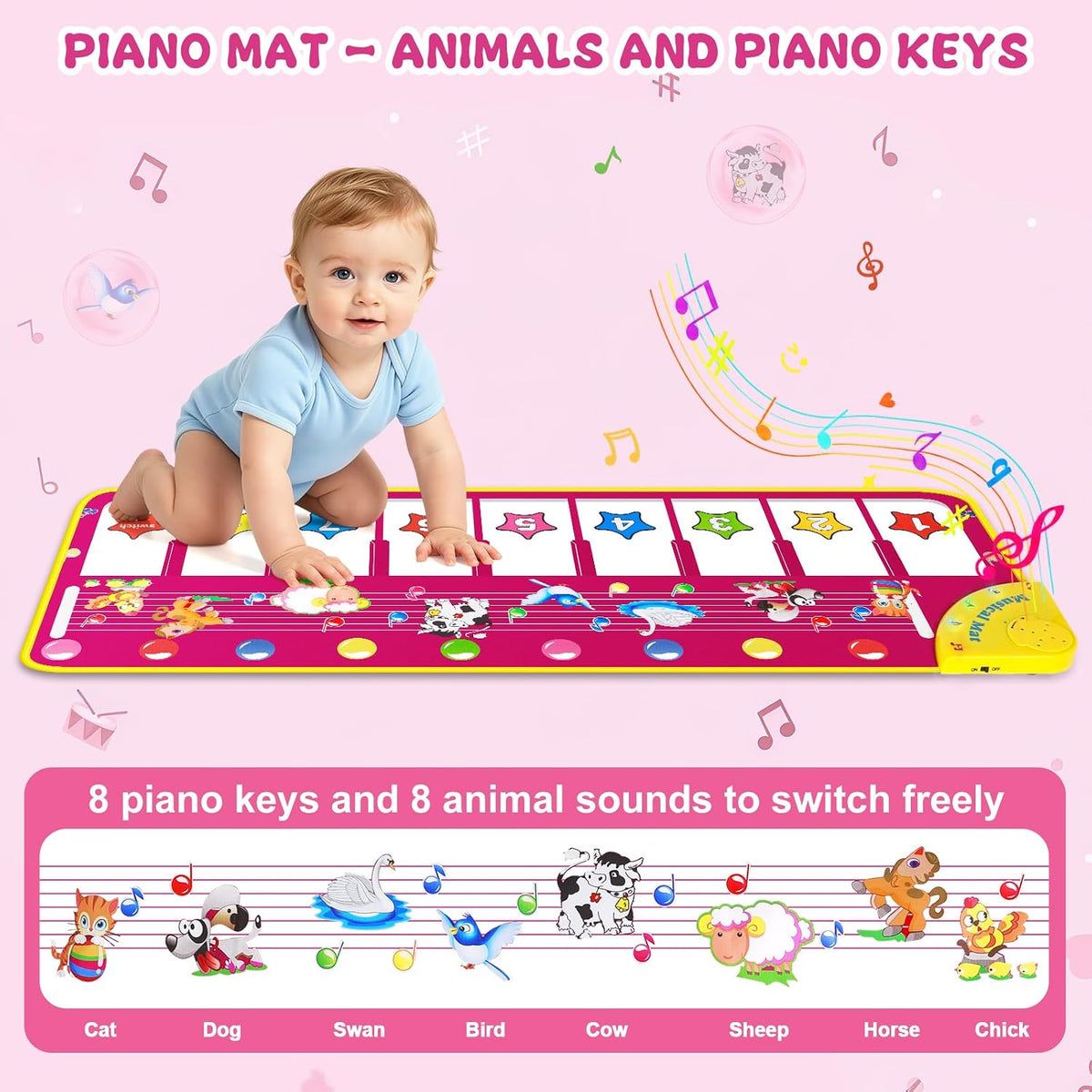 Tapete de piano de piso, tapete musical de juguetes para niñas pequeñas