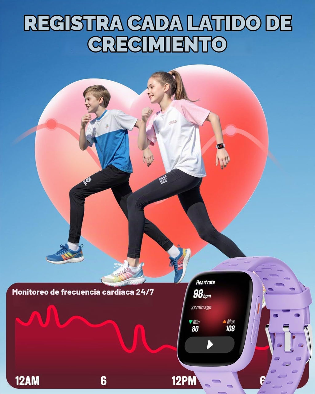 BIGGERFIVE Kids Watch No Phone Needed, 1.8" Amoled Smart Fitness Watch