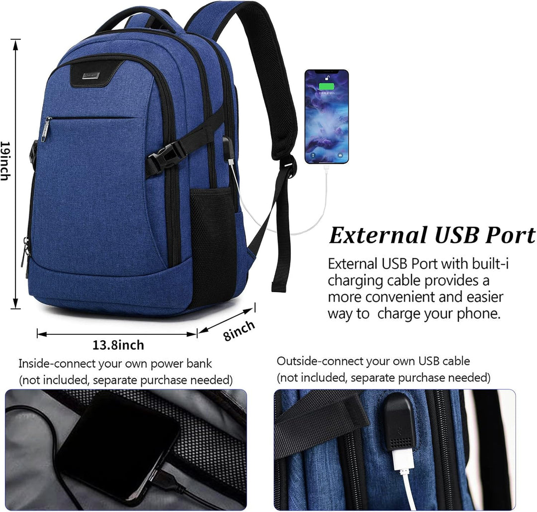 DUALSNG - Mochila de viaje para laptop de trabajo con puerto de car...