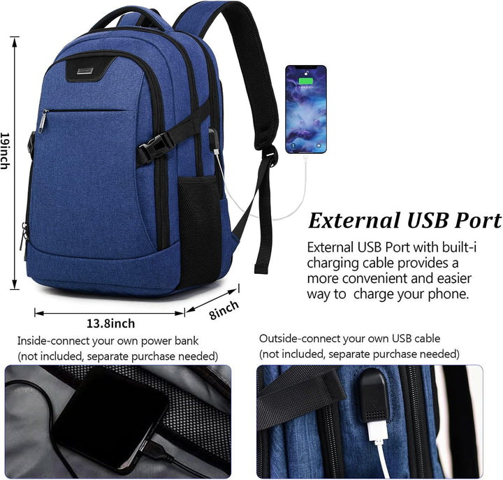 DUALSNG - Mochila de viaje para laptop de trabajo con puerto de car...