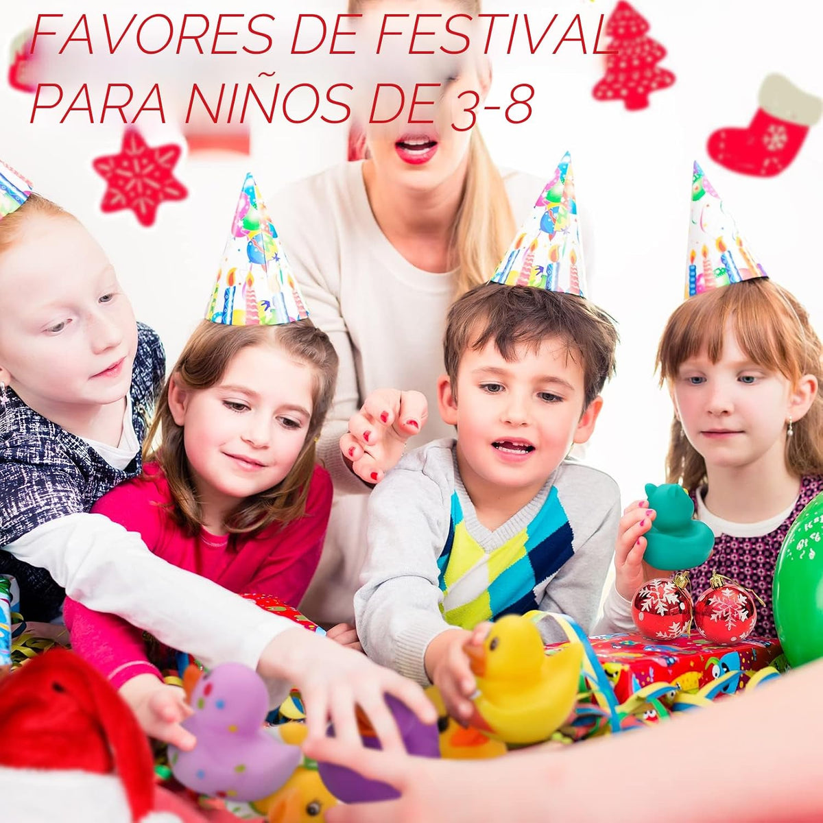 50 paquete de patos de goma para niños, juguetes de baño y patos para jeep para patear, patos de goma a granel para niños, accesorios para fiestas de baby shower, regalos de cumpleaños y fiesta de