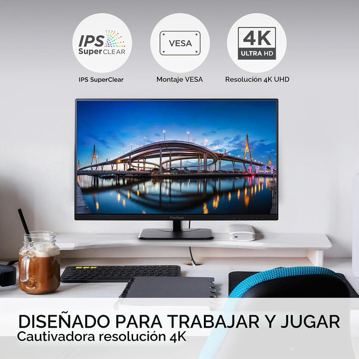 ViewSonic VA2756-4K-MHD Monitor IPS 4K de 27 Pulgadas con Marco Ult...