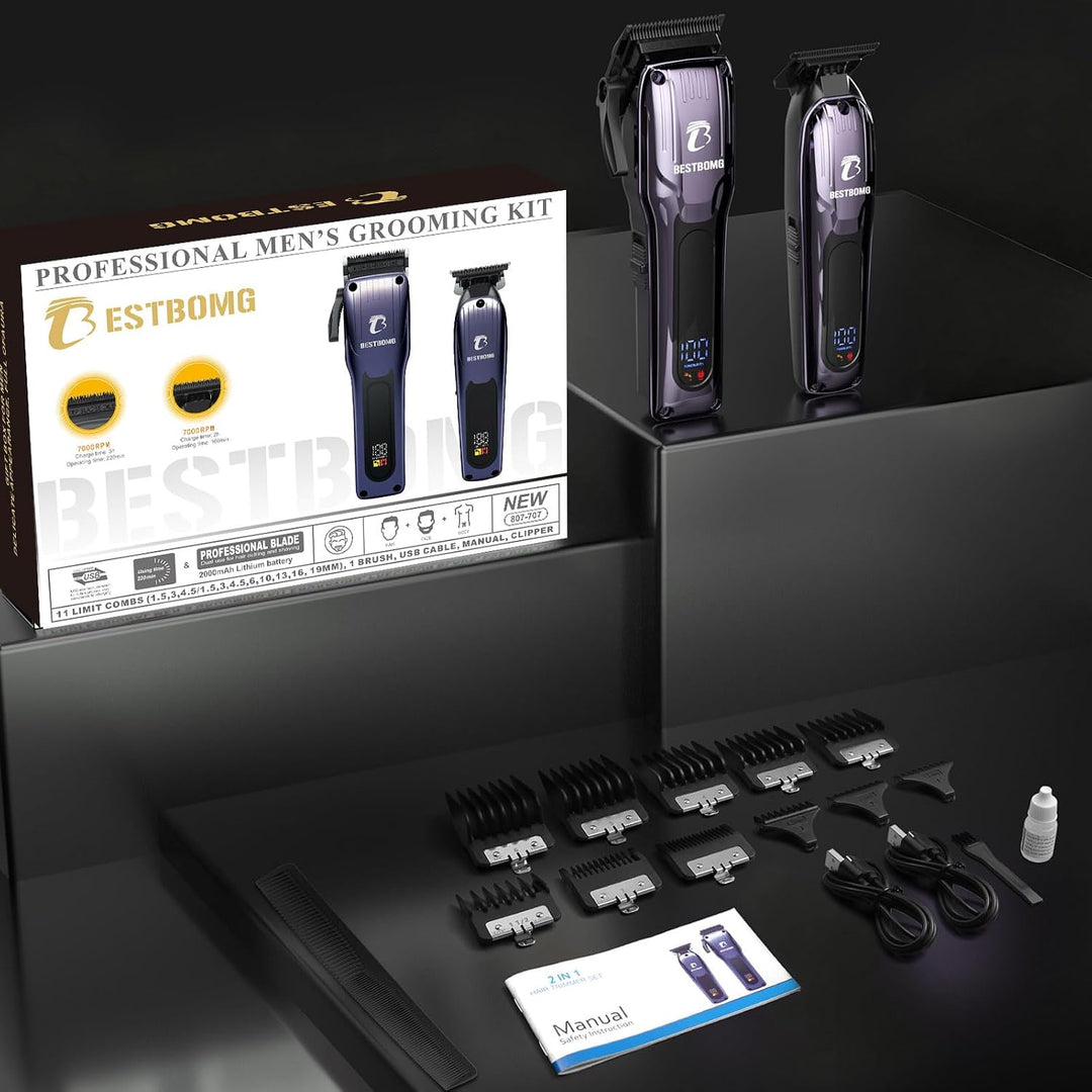 BESTBOMG® Cortadora de pelo profesional para hombres, juego de cort...