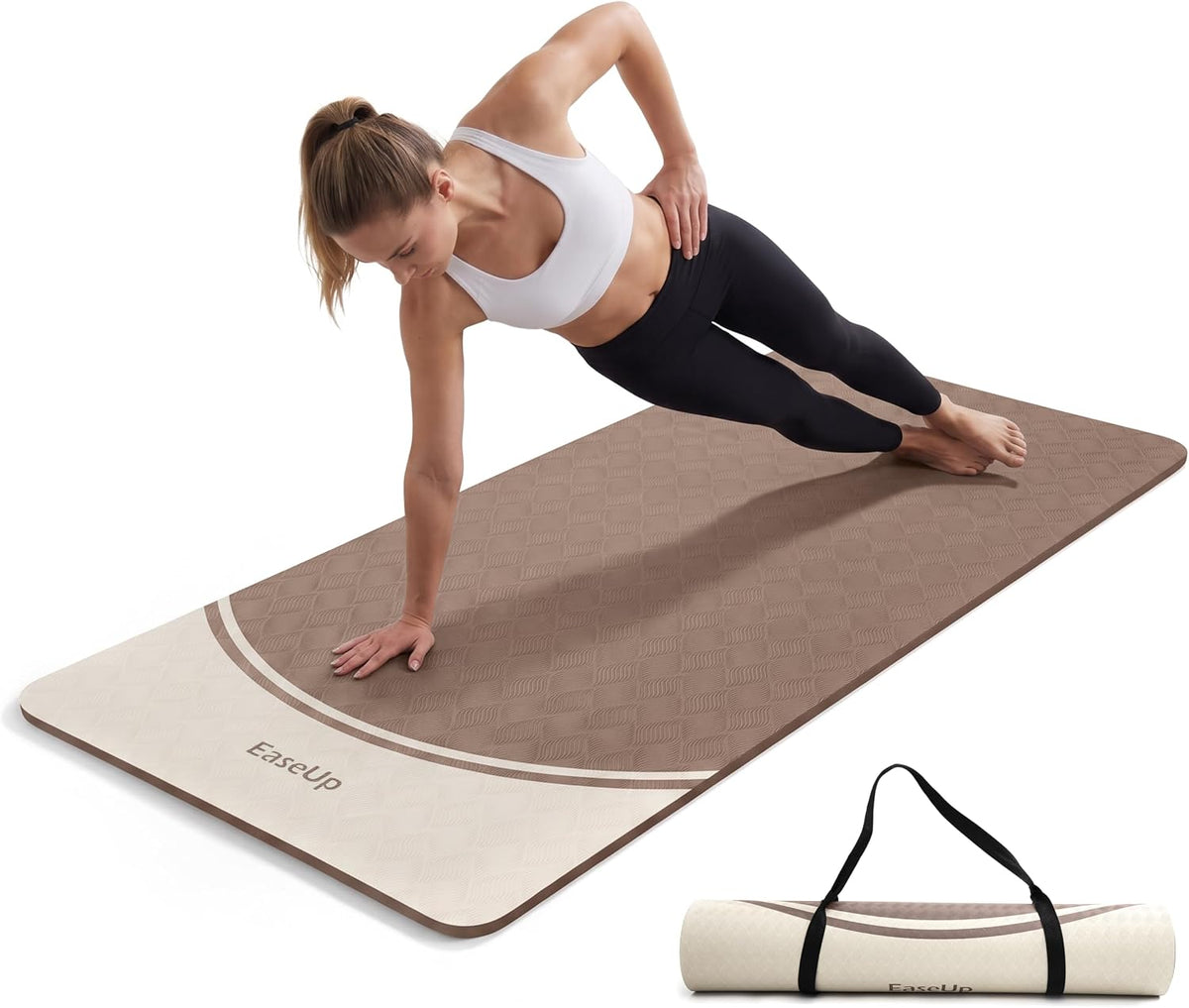 EaseUp Tapete de yoga de 0.394 in de grosor, 73 x 31.5 pulgadas, extra