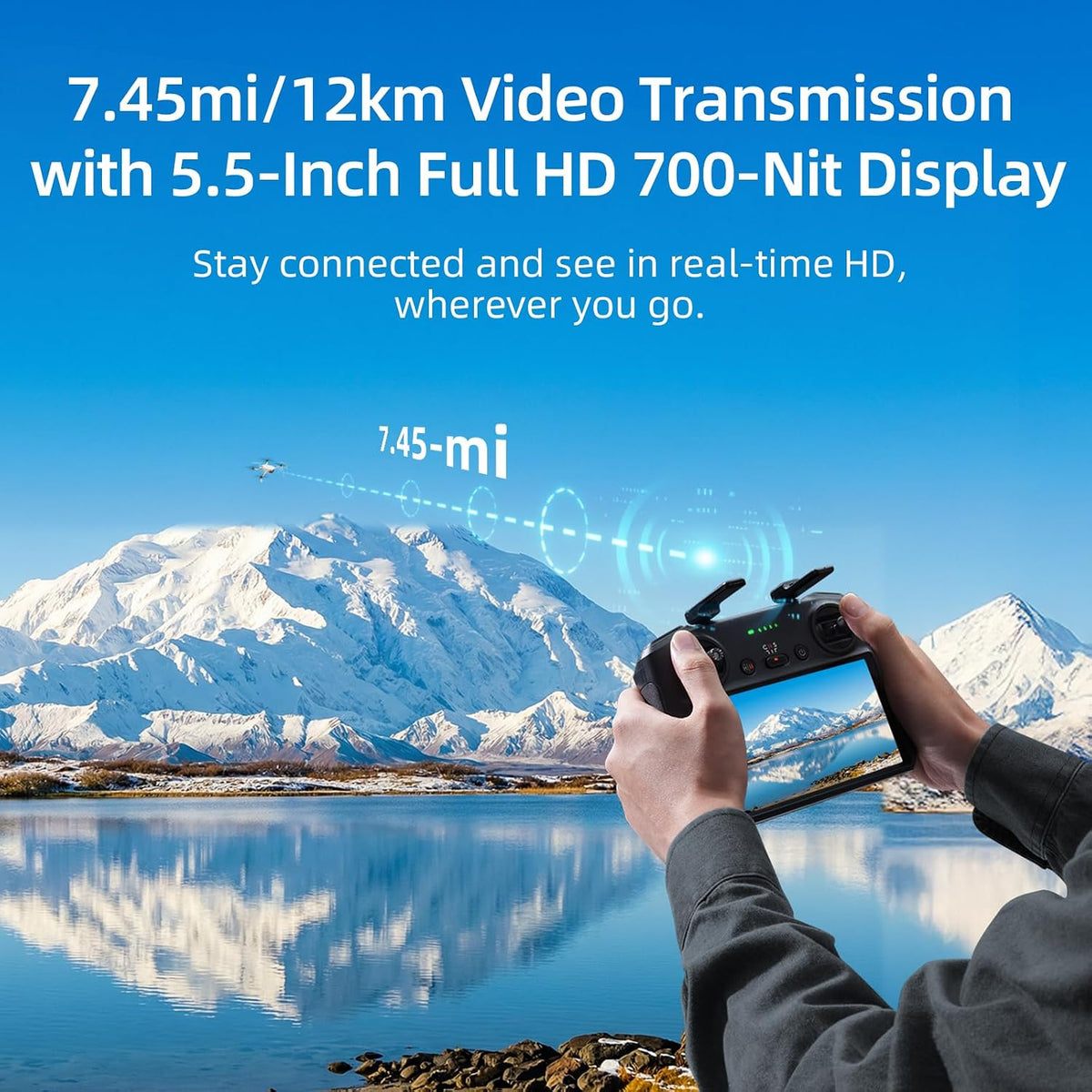 Skyrover Combo de cámara S1 Mini Drone con controlador de pantalla, video 4K/60fps, foto 8K, transmisión de video 7.45-Mi, menos de 8.78 oz, pista automática, disparo vertical, tiempo de vuelo de 120