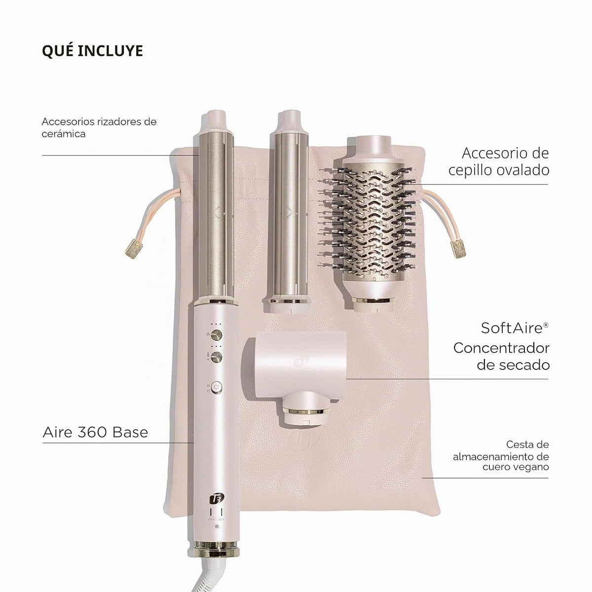 T3 AIRE 360 Multi-Styler & Blowout System, cepillo secador de pelo, cepillo redondo ovalado Air Styler auto-rizador con cerámica coreana CeraGloss, Cool Shot, herramienta de viaje de doble voltaje
