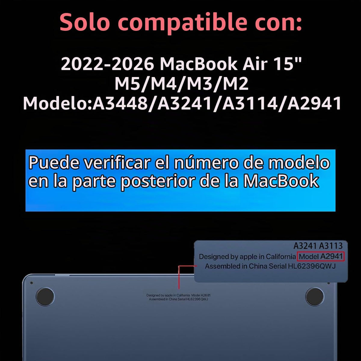 Teryeefi Funda compatible con MacBook Air de 15 pulgadas M4 M3 M2 C...
