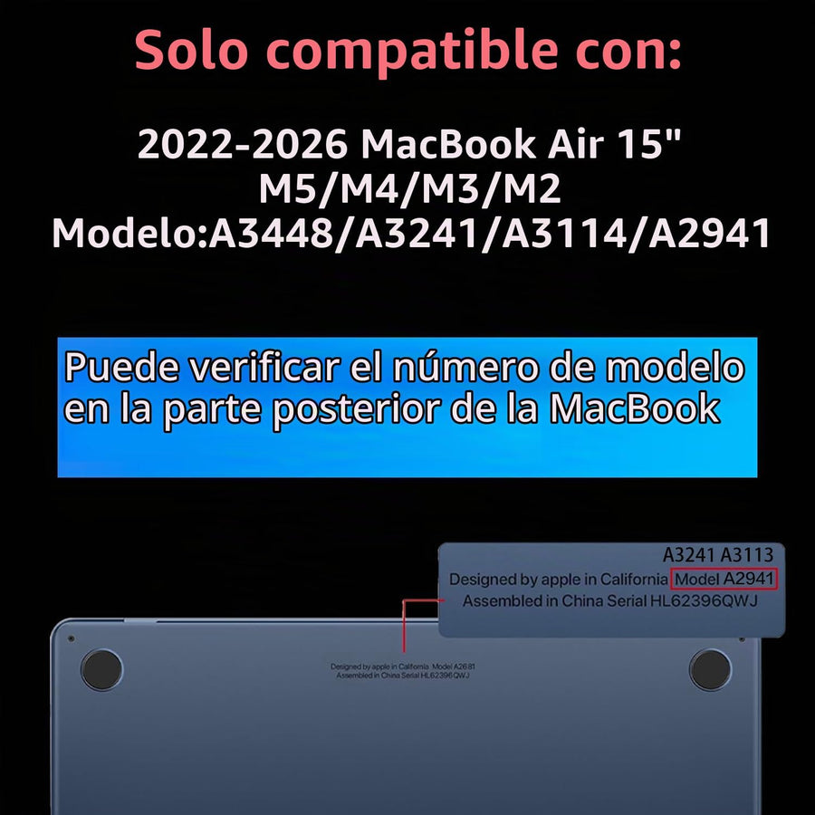 Teryeefi Funda compatible con MacBook Air de 15 pulgadas M4 M3 M2 C...