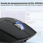 TECKNET Ratón inalámbrico ergonómico, mouse Bluetooth (BT 5.3/5.0 y 2.4G y cableado), mouse recargable con desplazamiento ultrarrápido, desplazamiento lateral, 6 niveles DPI, clics silenciosos, mouse