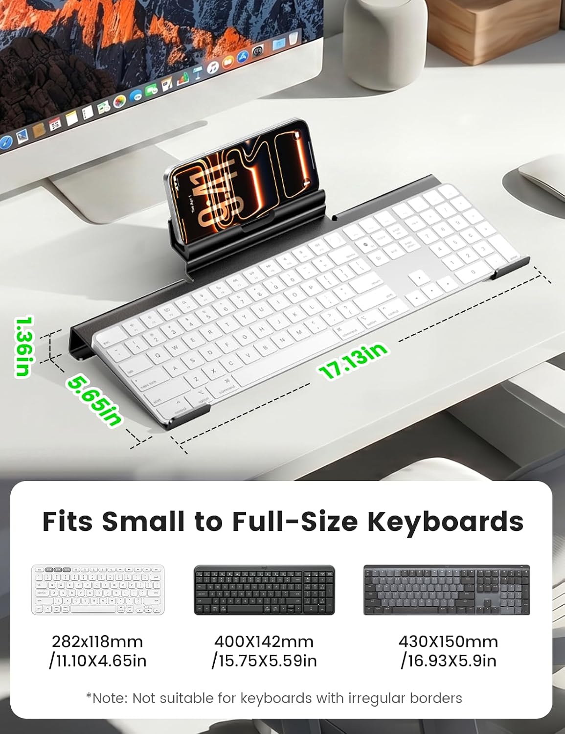 Vaydeer Soporte de teclado de metal 2 en 1 con soporte para teléfono para