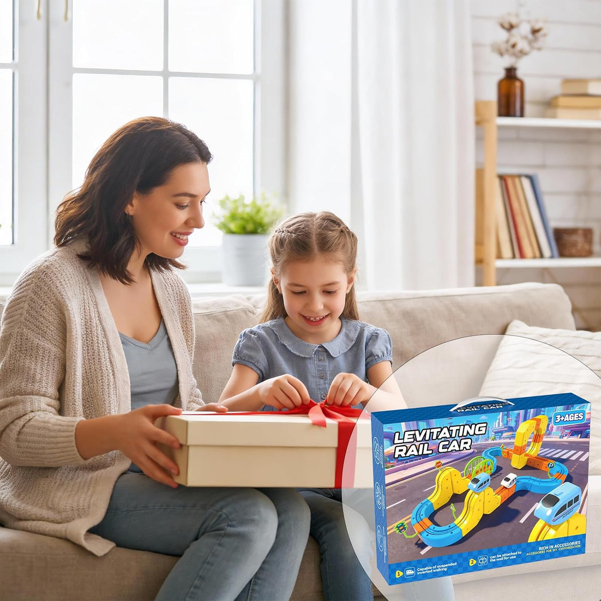 Juego de tren eléctrico para niños de 4 a 8 años, tren 3D Infinity Racer para niños pequeños, juguete de construcción de fusión con pista de carreras antigravedad, regalo divertido de aprendizaje STEM