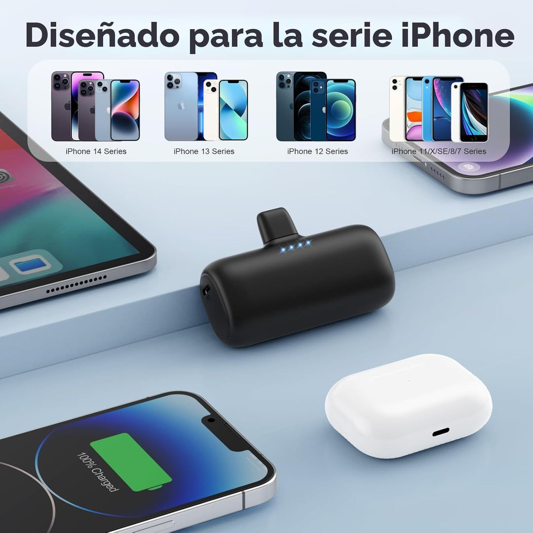 Paquete de 2 cargadores portátiles mini para iPhone, banco de energ...