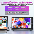 Upperizon Monitor portátil de 15.6 pulgadas FHD 87% sRGB 60Hz IPS HDR HDMI USB-C Monitor de viaje para laptop, MacBook, PC, Surface PS5 Xbox, pantalla externa con soporte y altavoces, compatible con VESA