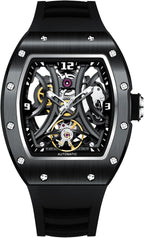 Paras Crown Relojes Automáticos para Hombre Caja de Acero Correa de Silicona Analógico 30M Resistente al Agua Reloj Mecánico Relojes de Moda para Hombre Relojes De Hombre