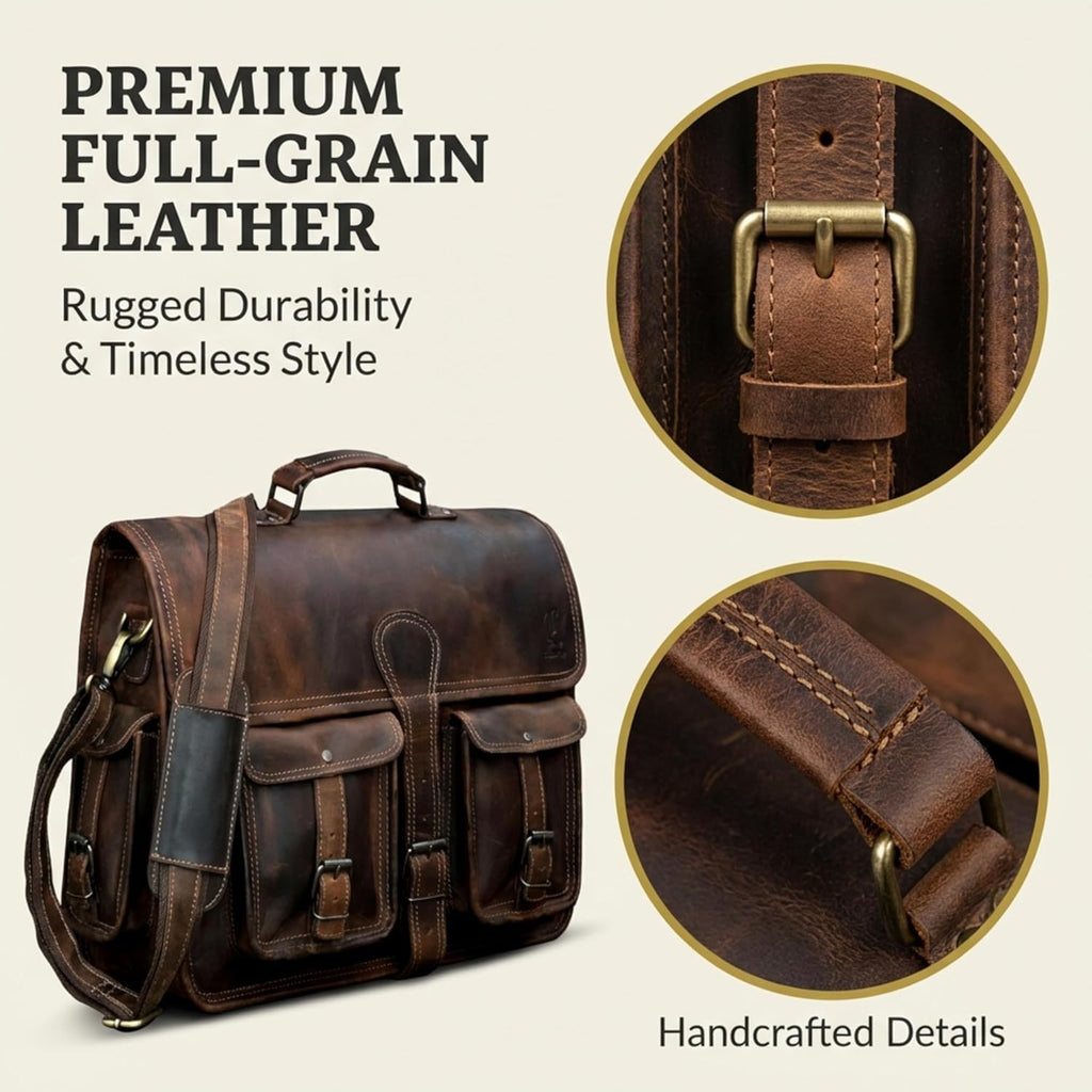 Maletín de cuero para trabajo para hombres y mujeres marrón oscuro bandolera Satchel de cuero genuino bolso de oficina para hombres y mujeres para computadora de 18 pulgadas viaje messenger bolsa para laptop Cureo