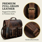 Maletín de cuero para trabajo para hombres y mujeres marrón oscuro bandolera Satchel de cuero genuino bolso de oficina para hombres y mujeres para computadora de 18 pulgadas viaje messenger bolsa para laptop Cureo