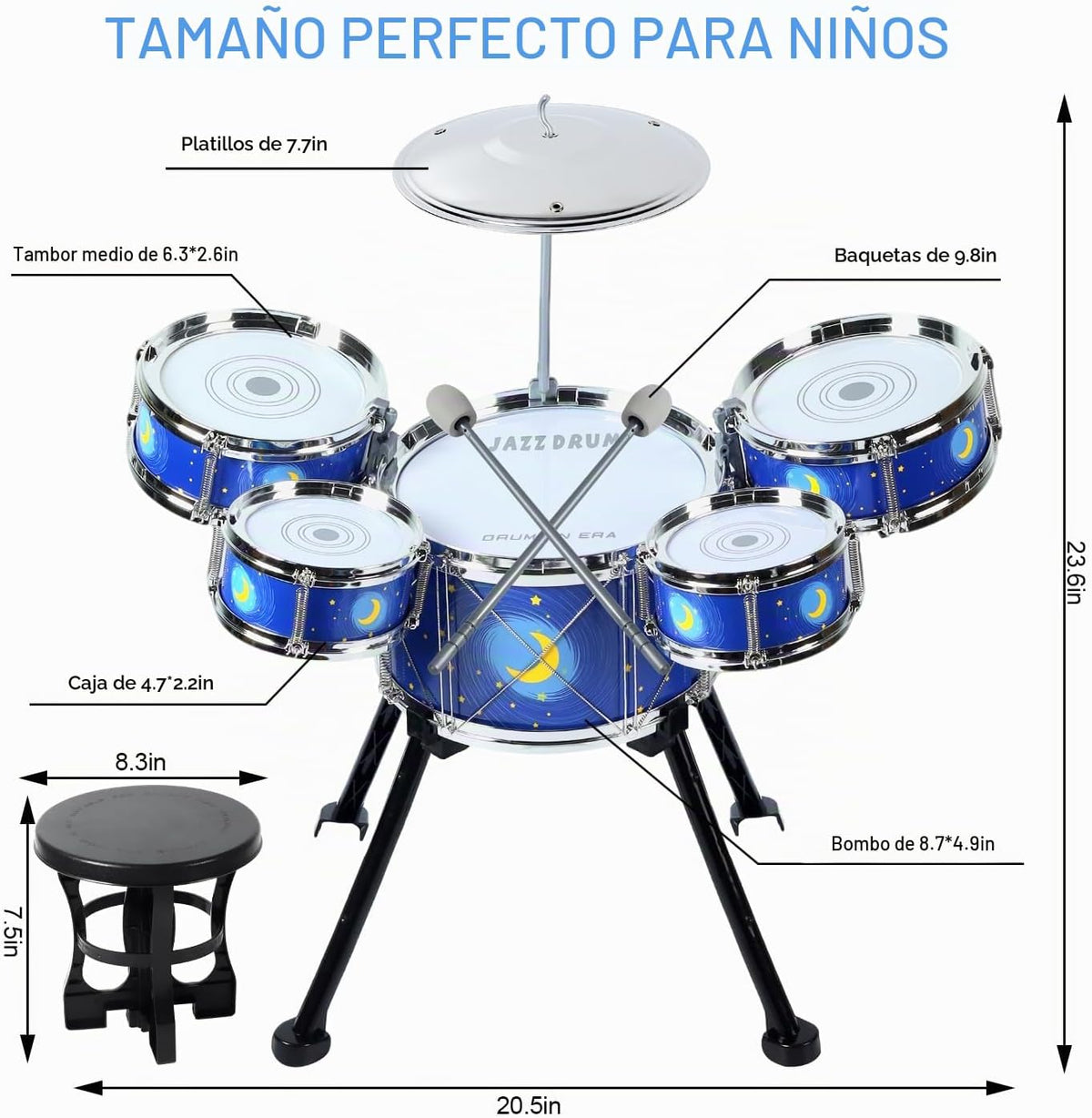 Drum Set para Toddlers - Upgraded Kids Musical Toy para 3-5 Boys Girls