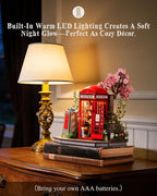 Rolife Rompecabezas de madera 3D estilo vintage, kit de modelo de cabina de teléfono de estilo británico, estantería de bricolaje para adultos, kit de construcción de modelos, manualidades divertidas
