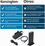 Kensington Estación de acoplamiento USB-C de triple pantalla para Dell, HP, Lenovo, Acer, ASUS, Razer, Surface - Triple video 4K, PD de 100 W (K37060NA)