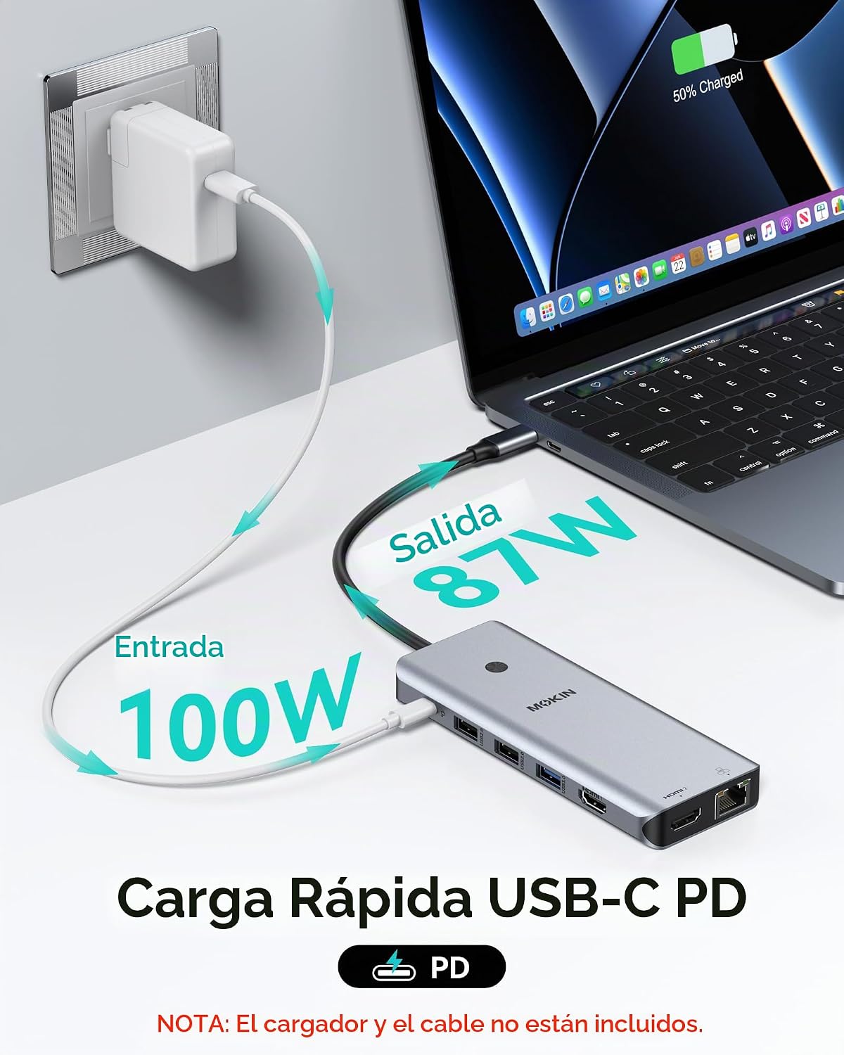 MOKiN Estación de acoplamiento USB C Monitor dual 2 HDMI para portá...