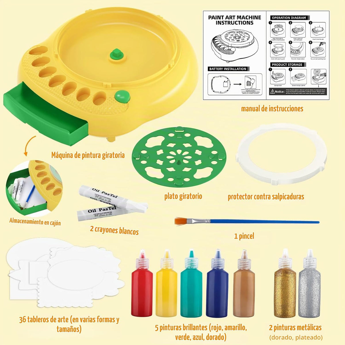 Máquina de arte giratorio para niños, kit de regalo para artes y