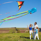 Cometas grandes de pulpo para niños y adultos, cometa grande para principiantes, cometas para niños de 4 a 8 años, actividades al aire libre con línea y mango