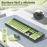 Teclado y ratón inalámbricos, MOFII con teclas redondas de 104 tecl...