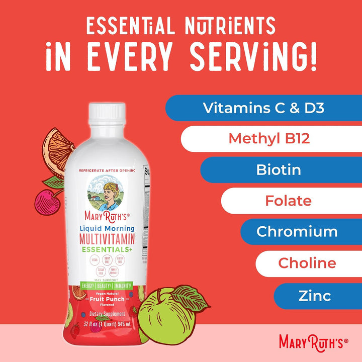 MaryRuth Organics Multivitamínico líquido matutino (ponche de fruta...