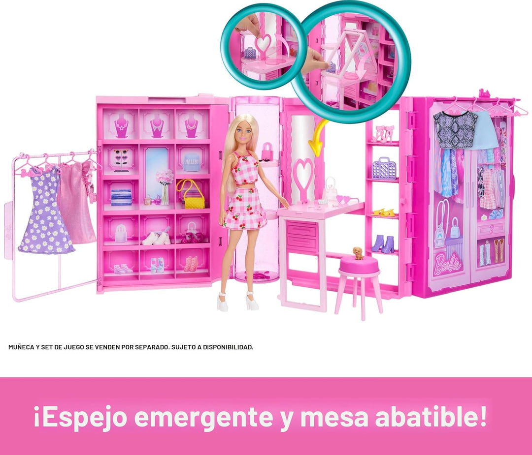 Barbie Juego de juguetes Dream Closet con ropa y accesorios, 3 pies...