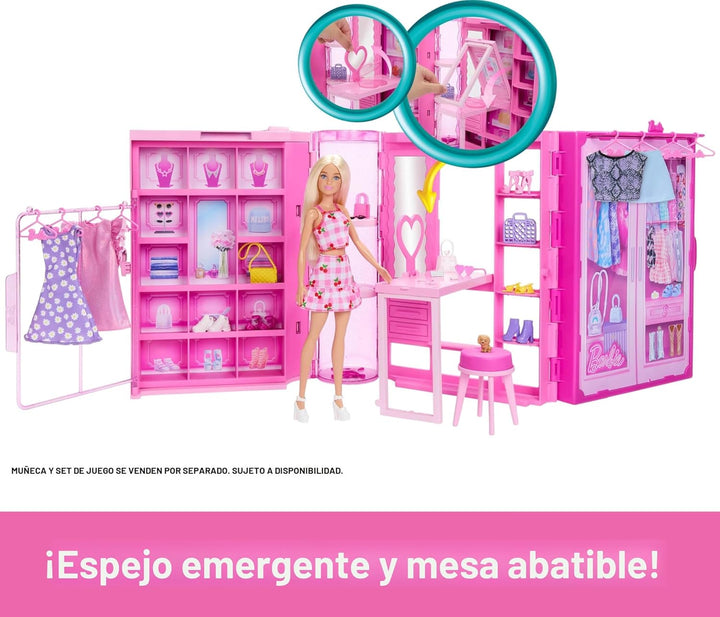 Barbie Juego de juguetes Dream Closet con ropa y accesorios, 3 pies...