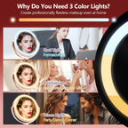 MIYADIVA Espejo de maquillaje con luces, espejo de aumento 20X con luz e interruptor táctil, espejo de tocador con 3 luces de color y 80 LED, espejos ampliados iluminados de 2 lados de 8.8 pulgadas, rosa
