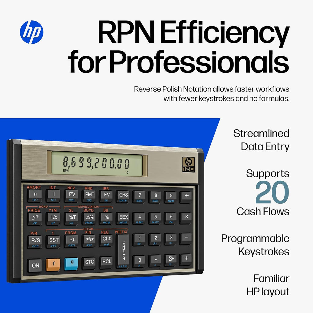HP Calculadora financiera 12C - Más de 120 funciones: TVM, NPV, IRR