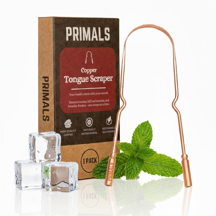 PRIMALS Raspador de lengua de cobre, aliento más fresco y salud buc...