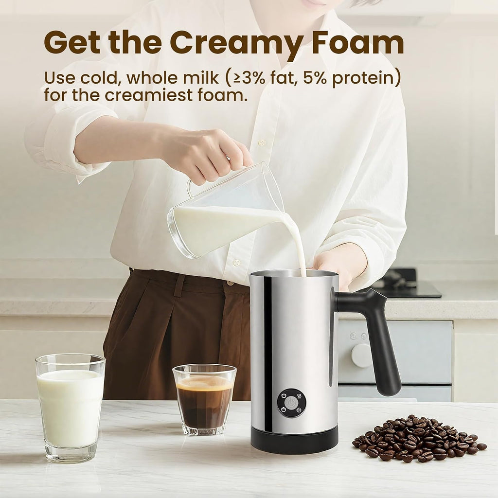 Espumador eléctrico de leche 4 en 1, espuma fría caliente, 10.6