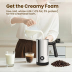 Espumador eléctrico de leche 4 en 1, espuma fría caliente, 10.6
