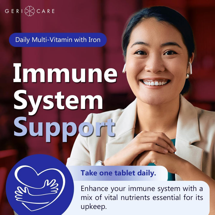 GeriCare Multi-vitamina con hierro para un día, suplemento nutricio...