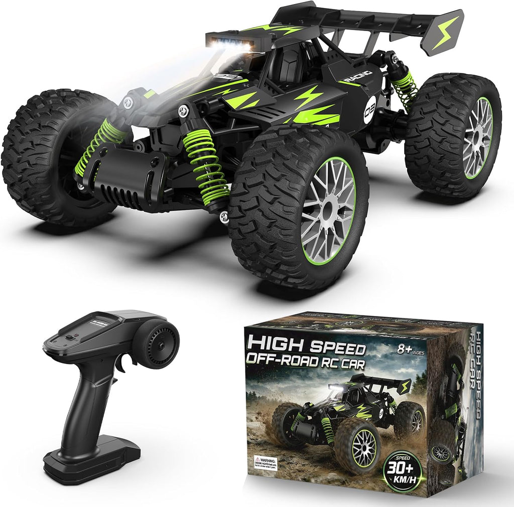 Geoxor Coche de control remoto a escala 1:14 de más de 30 KM/H de alta velocidad, cuerpo de aleación, autos RC rápidos para niños de 8 a 12, 2.4 GHz, todo terreno, camión a control remoto con 2