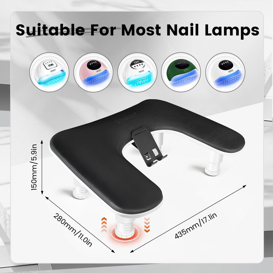 JODSONE Reposabrazos en forma de U negro para técnicos de uñas con...