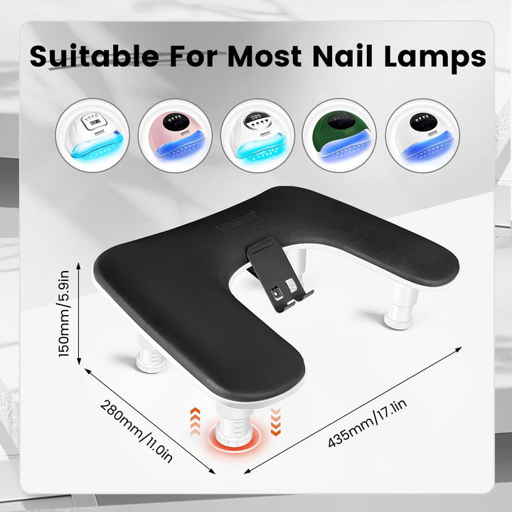 JODSONE Reposabrazos en forma de U negro para técnicos de uñas con...