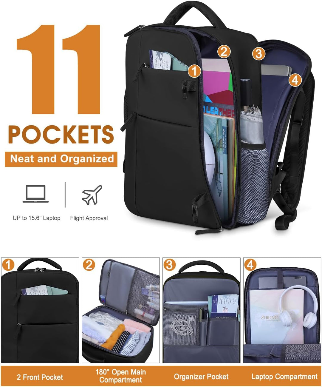 Capolo Mochila de viaje para mujeres y hombres, mochila impermeable...