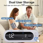 Checkme Monitor de presión arterial recargable, máquina automática de presión arterial superior del brazo, números claros grandes, modo de 2 usuarios, 2 x 199 recuerdos, puño grande, almacenamiento ilimitado en la nube a través de la aplicación Bluetooth