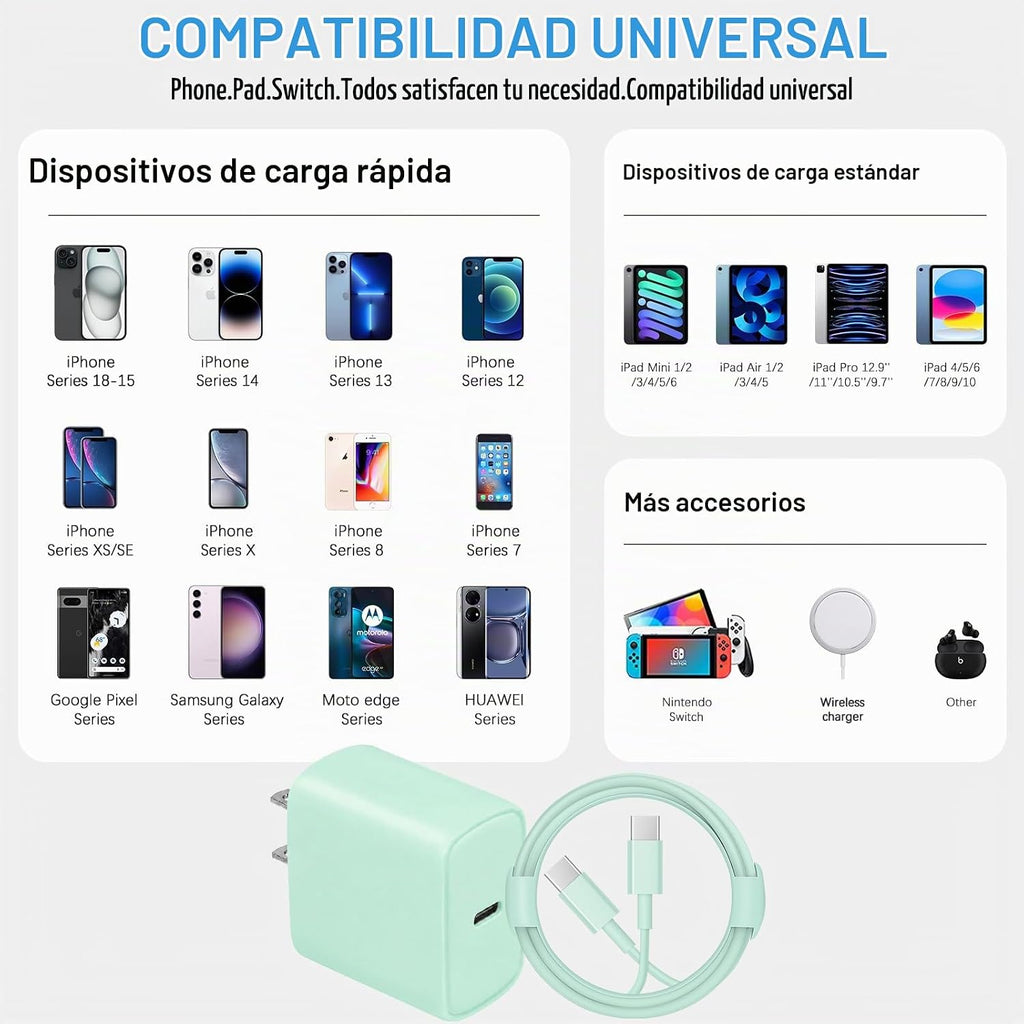 Cargador de carga rápida para iPhone 17, 16, 15, paquete de 3+3 cargadores tipo C, con cable extralargo de 10 pies para iPhone Air/17/17 Plus/17 Pro/17 Pro Max/16/16 Plus/16 Pro/16 Pro Max/15 Pro Max