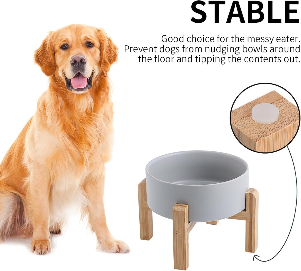 Cuenco de cerámica elevado y elevado para perros de razas pequeñas y medianas, cuenco de agua con soporte, plato de alimentación pesado antideslizante de 6 pulgadas, 3.6 tazas, 28.7 fl oz, 28