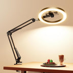 Soporte de Montaje de Teléfono con Cámara Aérea y Anillo de Luz Mejorado para Escritorio, Evershop Luz para Selfie de 10" con Trípode para iPhone, Luz con Soporte para Teléfono para Grabación de Video