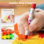 Jar Melo Crayones jumbo para niños pequeños, 12 colores TwistJoy, lápices no tóxicos lavables fáciles de sostener de gran tamaño, regalo para niños y niñas de regreso a la escuela