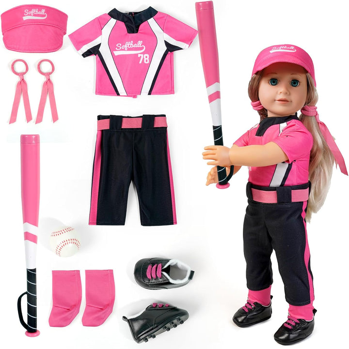 ARTST Conjunto de ropa de muñeca de sóftbol de 18 pulgadas, incluye...
