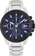 Reloj para hombre Tommy Hilfiger Dynamic – Cuarzo multifunción, caja de acero inoxidable, esfera con grabado radial y subesferas con textura CD, índices cónicos, ventana de fecha ampliada – Regalo para él