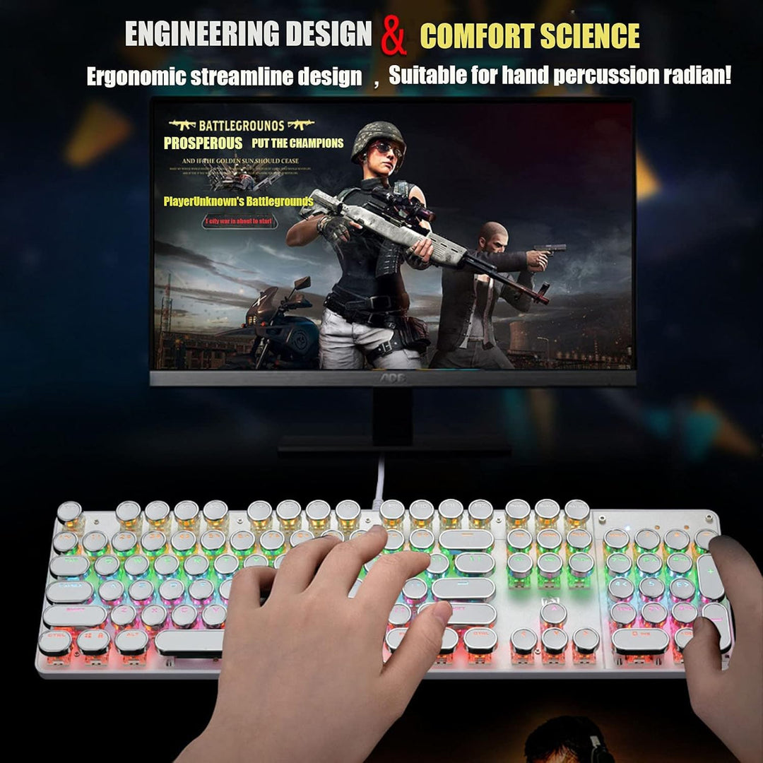 YSCP Teclado mecánico para juegos estilo máquina de escribir con re...