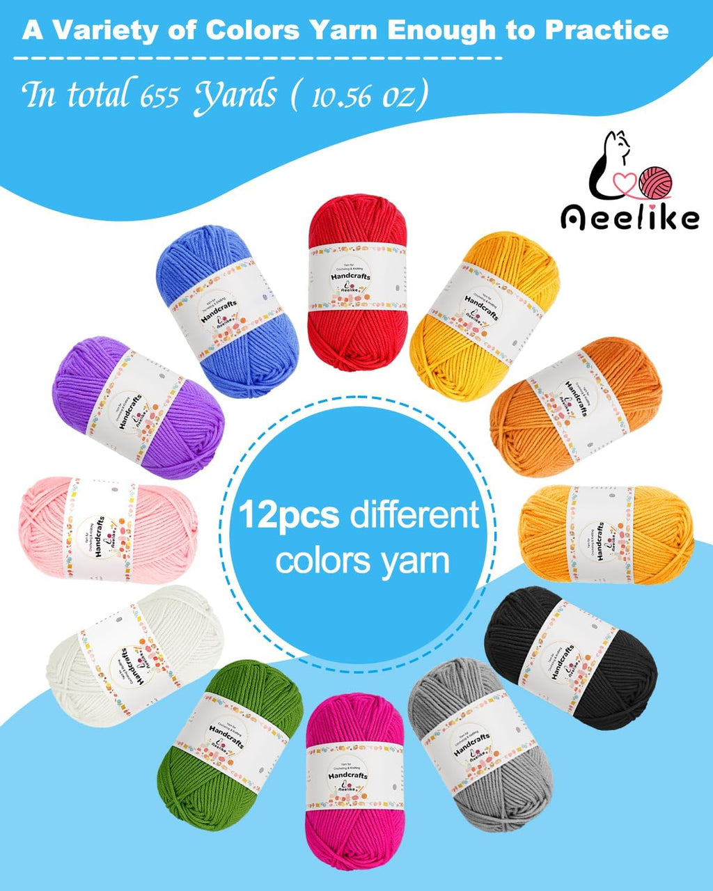 Aeelike - Kits de ganchillo para principiantes, adultos y niños, juego completo de ganchillo, color azul